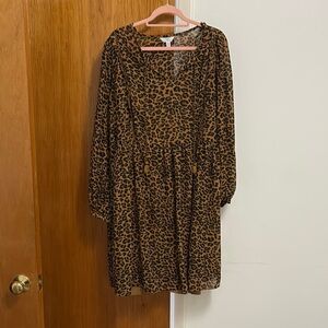 Time and Tru Black Brown Bishop Sleeve Sundress